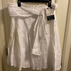 NWT Vintage George 16 Skirt White 100 Cotton Embroidery Sash Belt Y2K